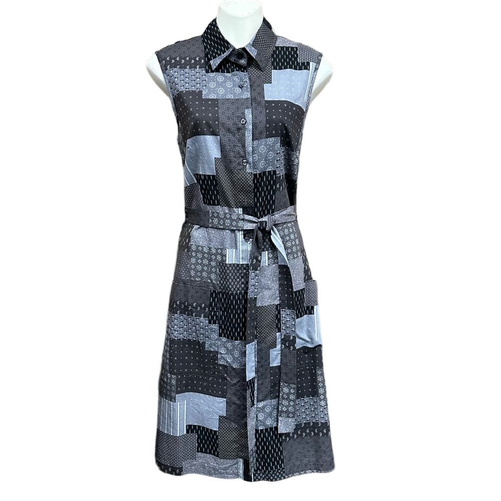 envelop patchwork sleeveless dress Medium cotton belted sundress pockets Summer